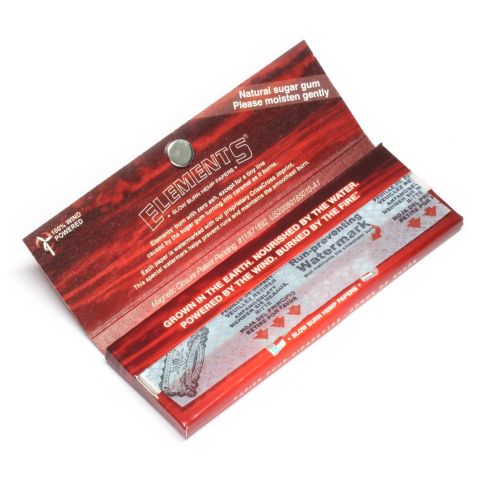 Sigaretipaber Elements RED 1 1/4 Slow Burn Hemp rolling paper + Magnetic Closure 1 karp