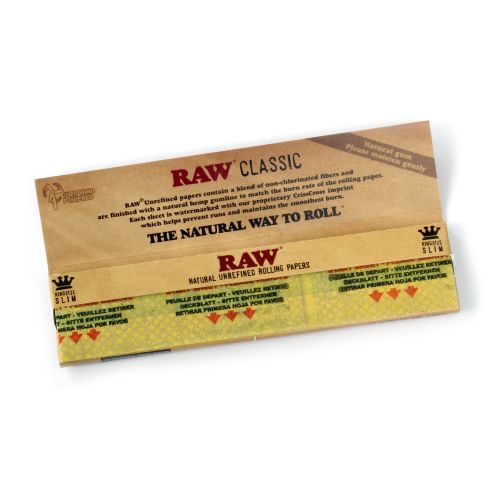 Sigaretipaber RAW Classic King Size SLIM unrefined rolling paper - 1 box - 1600 papers