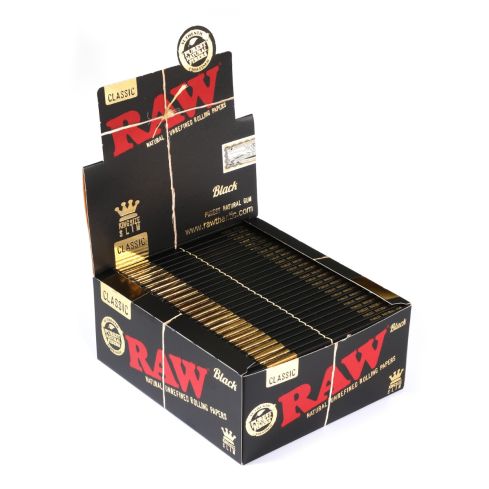 RAW Classic Black King Size Slim unrefined rolling paper - 1 box - 1600 papers