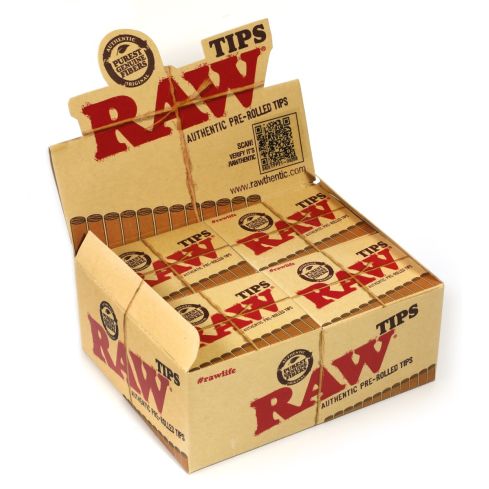 RAW Natural Unrefined Pre-Rolled Filter Tips - 1 box 20 x 21 tips