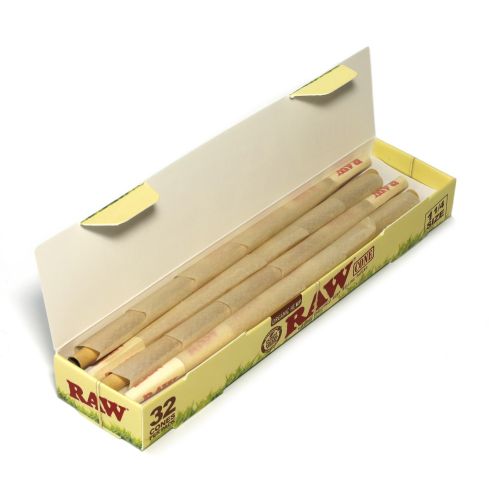 RAW Organic Hemp size 1 1/4 Pre Rolled Cones - 32 Pack