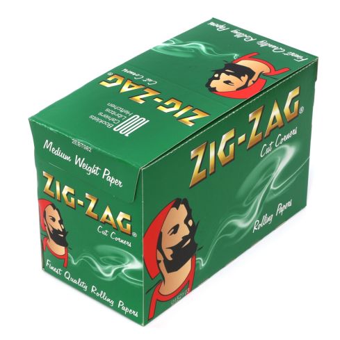Sigaretipaber 1 karp ZIG-ZAG Green Regular size 70mm Cut Corners Rolling - 100 booklets