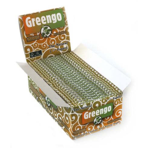 Sigaretipaber Greengo Unbleached Natural rolling paper size 1 1/4 - total 50 booklets
