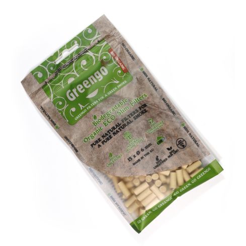 Greengo Biodegradable organic ECO unbleached Slim 6mm filter tips x 200