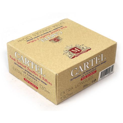 Sigaretipaber CARTEL Extra Long 130mm Unbleached Rolling papers + art filters - 24 booklets