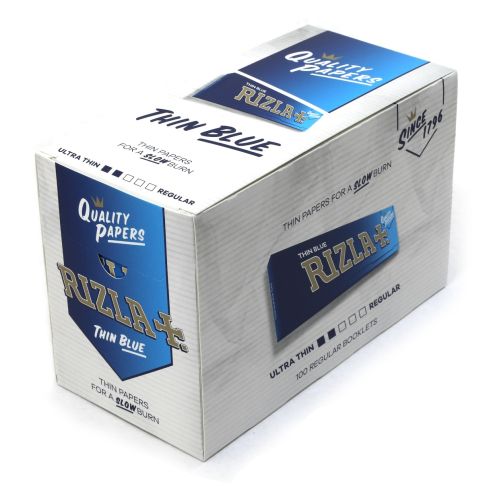 1 box Rizla BLUE Regular Thin Rolling paper - 100 booklets = 5000 papers