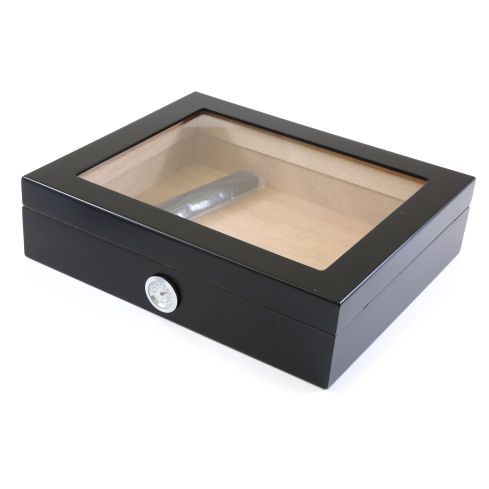 Humidor black matte glass window