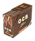 1 Box - OCB Virgin Slim Unbleached Rolling Paper King Size + Filter Tips